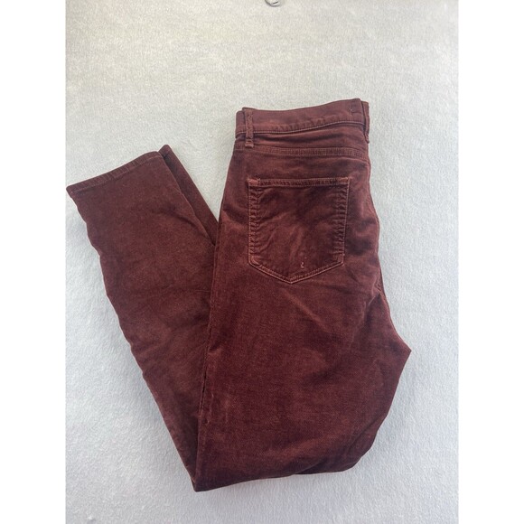 Ann Taylor Loft Pants Womens 30/10 Maroon Velvet Tapered Fit Modern 10 Corduroy - Picture 1 of 11